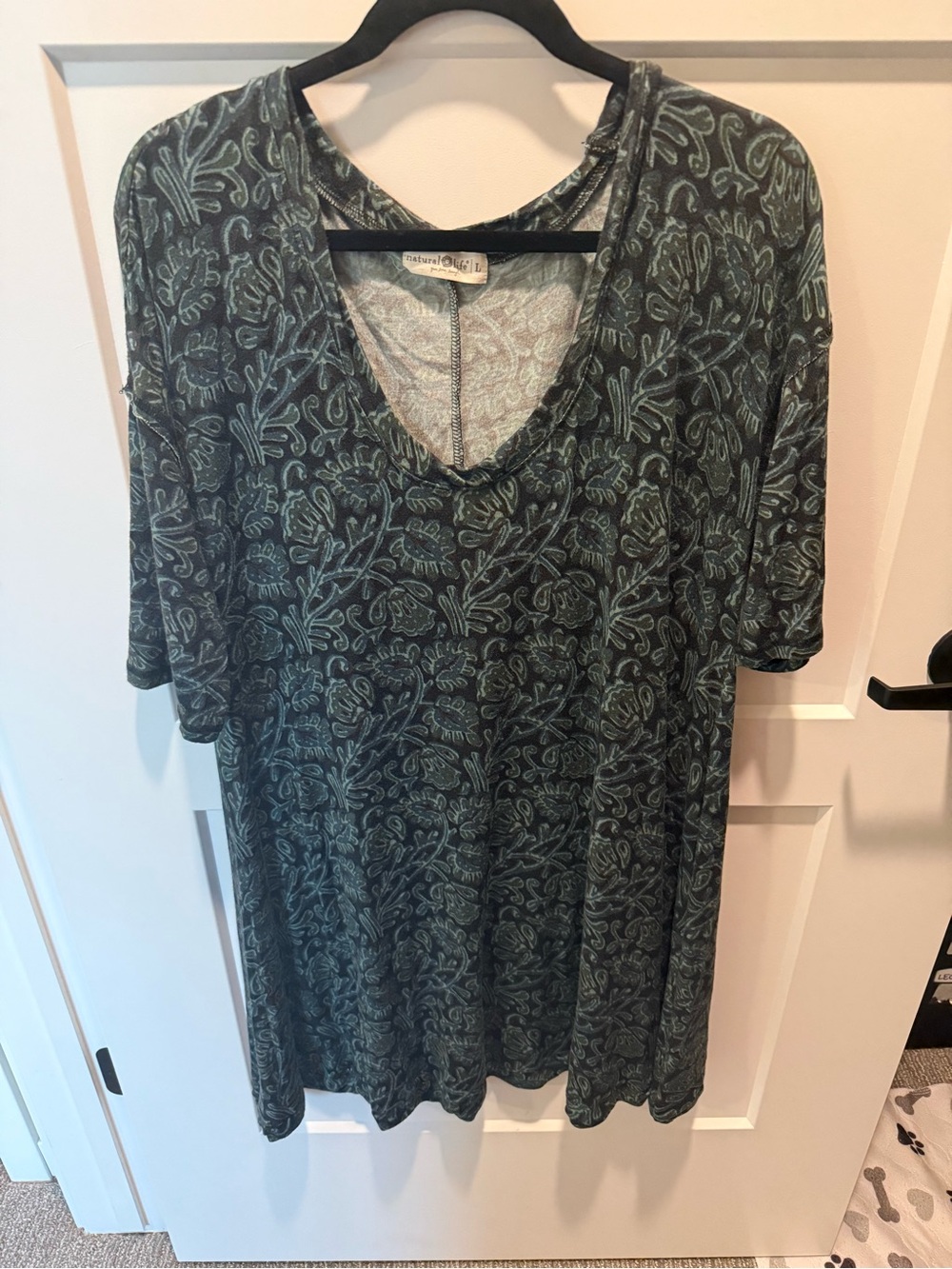 Natural Life Floral Print Oversized Tunic Top Women’s Large Rayon Boho Casual
